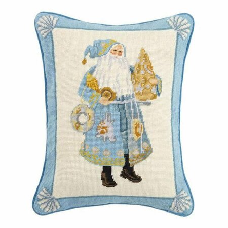 PUESTA EN ESCENA 14 x 18 in. Coastal Christmas Santa Needlepoint Pillow PU3111860